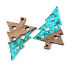 Transparent Resin & Walnut Wood Pendants RESI-S389-030A-B03-2