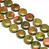 Natural Flat Round Unakite Beads Strands G-L246-13-1