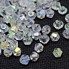 AB Color Plated Crystal Glass Bicone Loose Beads X-GGLA-F026-B01-1