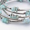 Natural Larimar Beaded Wrap Bracelets BJEW-JB02682-01-2