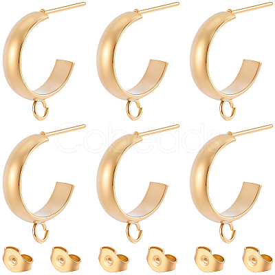 16Pcs 304 Stainless Steel Stud Earring Findings STAS-BBC0010-20D-1