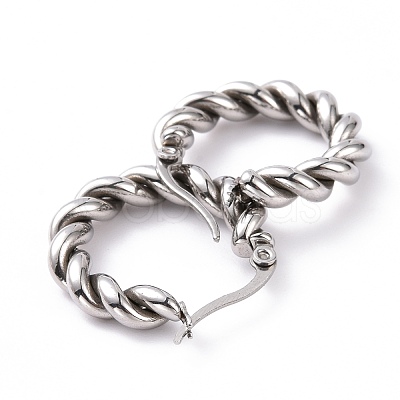 Non-Tarnish 304 Stainless Steel Twist Rope Hoop Earrings for Women Hand Polished EJEW-G298-07B-P-1