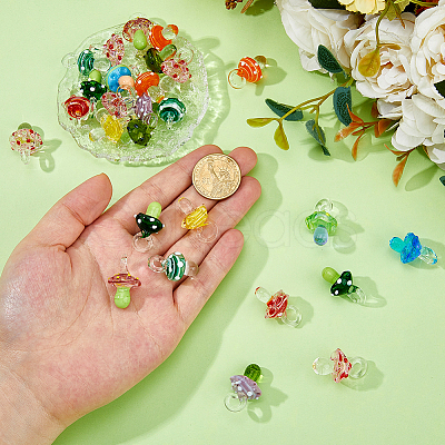24Pcs Handmade Lampwork Pendants LAMP-HS0001-20-1