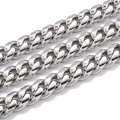 Tarnish Resistant 304 Stainless Steel Cuban Link Chain STAS-B019-02C-P-1