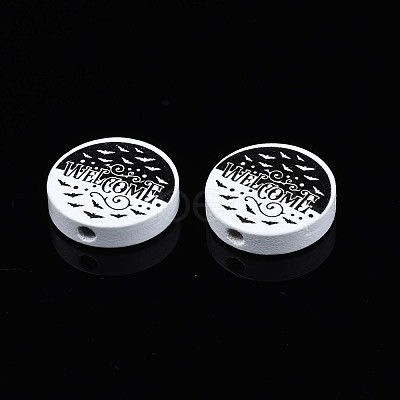 Halloween Printed Natural Wood Beads WOOD-T021-78-1