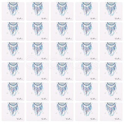 100Pcs Woven Web/Net with Feather Print Paper Jewelry Display Cards CDIS-TA0001-43-1