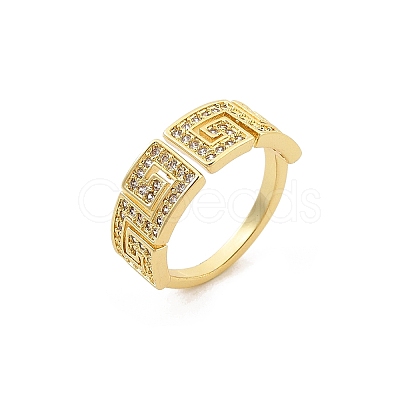 Rack Plating Brass Micro Pave Cubic Zirconia Cuff Finger Rings for Women RJEW-M028-105G-1
