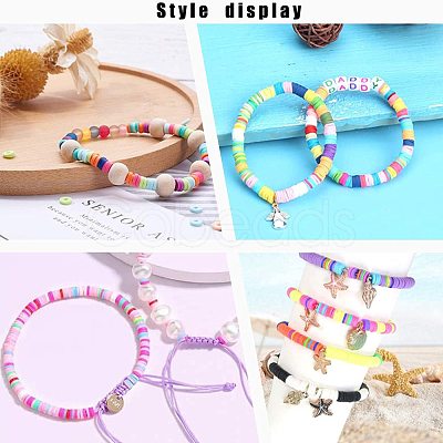 Flat Round Handmade Polymer Clay Beads CLAY-R067-8.0mm-22-1