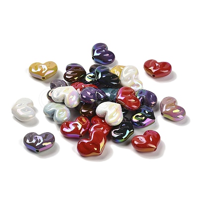 UV Plating Opaque Rainbow Iridescent Acrylic Beads X-SACR-R001-01A-1