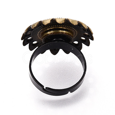 Adjustable Flower Alloy & Iron Bezel Cup Ring Base with Rotatable Tray MAK-T012-08AB-1