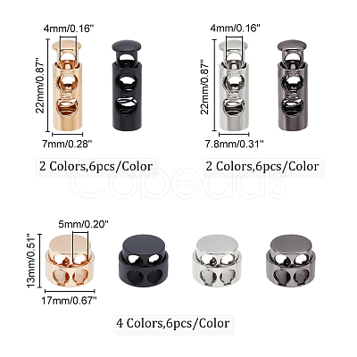 48Pcs 8 Styles Alloy Spring Cord Locks DIY-WR0001-99-1