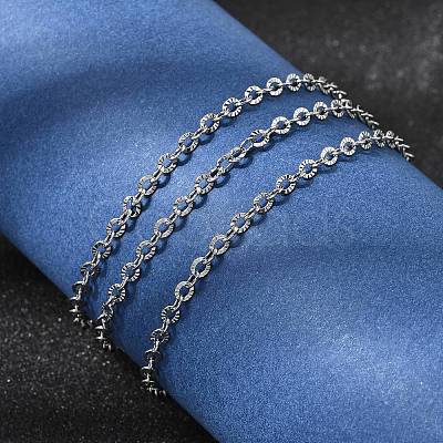 12Pcs 2.4MM 304 Stainless Steel Textured Cable Chain Necklaces for Men Women NJEW-H093-18P-02-1