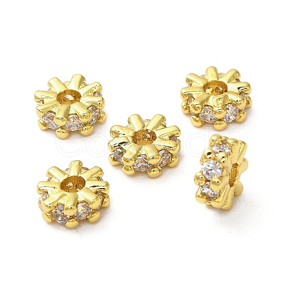 Brass Micro Pave Cubic Zirconia Beads KK-B142-07A-01G-1