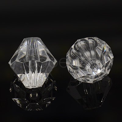 Faceted Bicone Transparent Acrylic Beads DBB18MM01-1