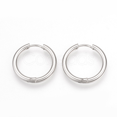 Tarnish Resistant 201 Stainless Steel Huggie Hoop Earrings MAK-R021-19mm-1