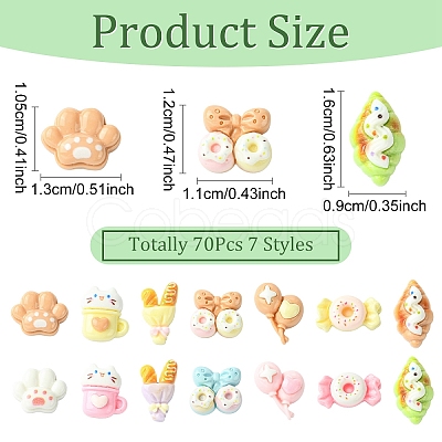 70Pcs 7 Styles Opaque Resin Cabochons RESI-YW0006-13-1