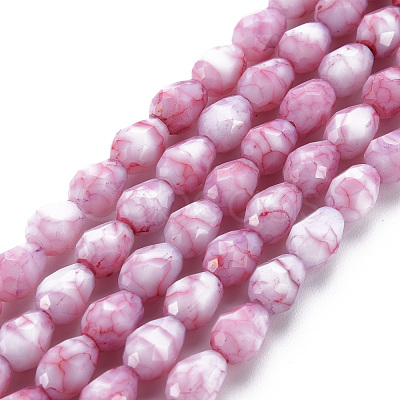 Opaque Baking Paint Glass Beads Strands EGLA-N006-007-1