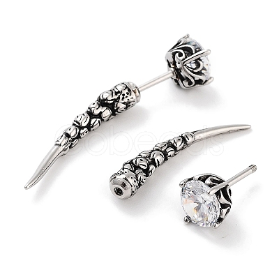 Rose Flower 316 Surgical Stainless Steel Pave Cubic Zirconia Ear False Plugs for Women EJEW-Z050-45A-AS-1