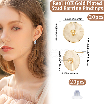 20Pcs Brass Stud Earring Findings KK-BBC0023-12-1