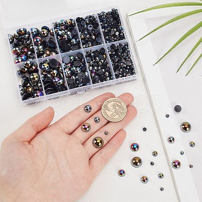 70G 5 Styles ABS Plastic Imitation Pearl Cabochons OACR-SC0001-45C-1