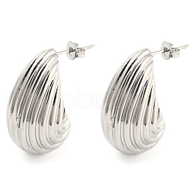 Rack Plating Brass Shell Shape Stud Earrings EJEW-K245-30P-1