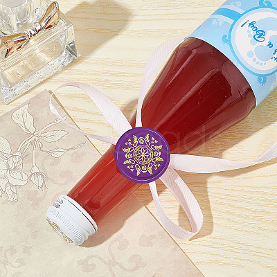 Brass Wax Seal Stamps with Wood Handle AJEW-WH0412-0192-1