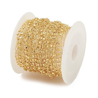 Brass Cube Beaded Link Chains CHC-M025-63G-1