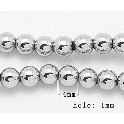 PVD Vacuum Plating Platinum Plated Hematite Beads Strands X-G-D010-1-1