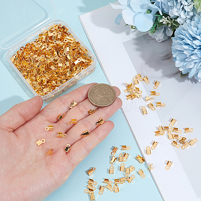 500Pcs Iron Folding Crimp Ends IFIN-CN0001-06G-1