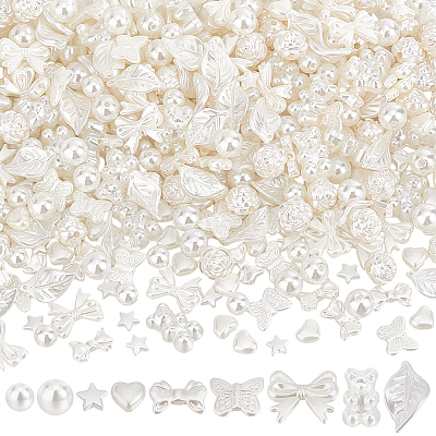 400Pcs 10 Styles ABS Plastic Imitation Pearl Beads KY-PH0002-06-1