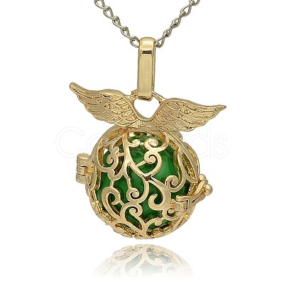 Golden Tone Brass Hollow Round Cage Pendants KK-J230-05G-1