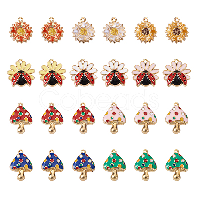 50Pcs 10 Style Rack Plating Alloy Enamel Pendants ENAM-SW0001-02-1