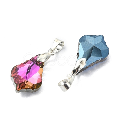 AB Color Plated Electroplate Glass Pendants PALLOY-JF05303-01-1