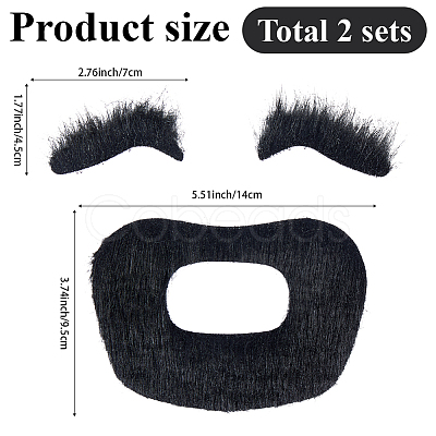Plush Fiber Self-adhesive Artificial 2 Pairs Eyebrow & 2Pcs Mustaches DIY-GF0011-79-1