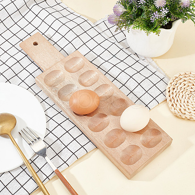 Rectangle Wooden 12 Egg Holes Storage Tray ODIS-WH0030-27-1