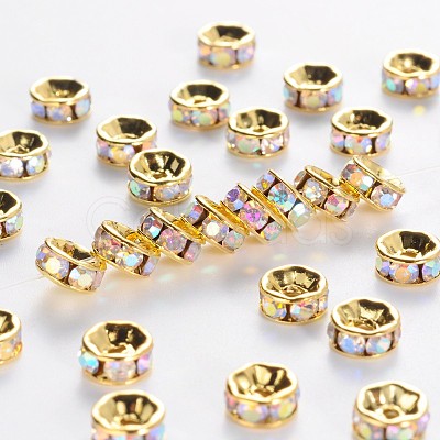 Brass Grade A Rhinestone Spacer Beads RSB034NF-02G-1