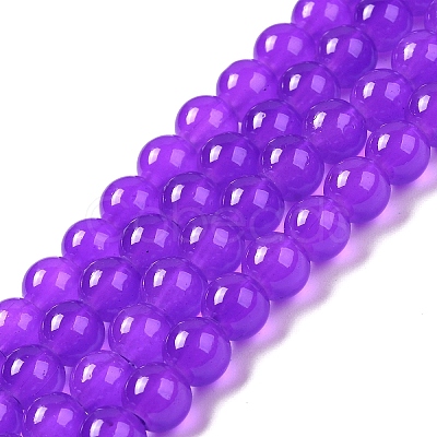 Baking Paint Imitation Jade Glass Round Bead Strands X1-DGLA-Q021-8mm-27-1