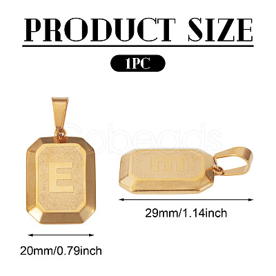 1Pc Stainless Steel Rectangle with Letter Pendants NJEW-TA0001-22E-1