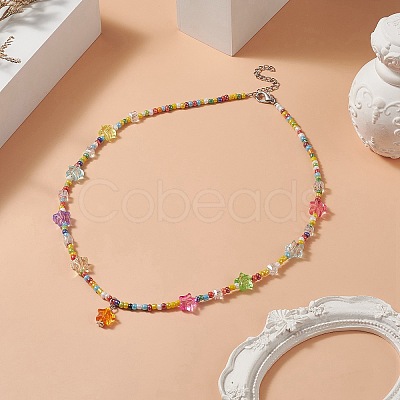 Glass Seed Beaded Necklaces NJEW-JN04261-1