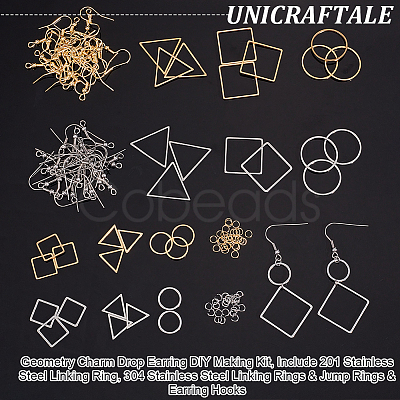 Geometric Charm Drop Earring DIY Making Kit DIY-UN0003-01-1