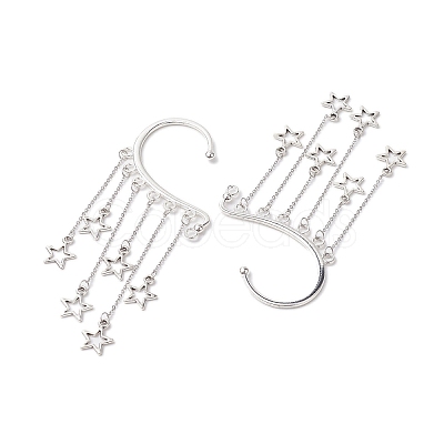 Star Tibetan Style Alloy Cuff Earrings for Women EJEW-TA00525-1