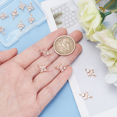 12Pcs Brass Pave Clear Cubic Zirconia Connector Charms ZIRC-AR0001-24-1