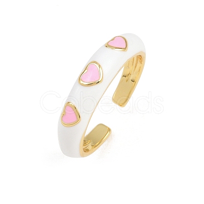 Brass Enamel Cuff Open Rings RJEW-P190-01G-01-1