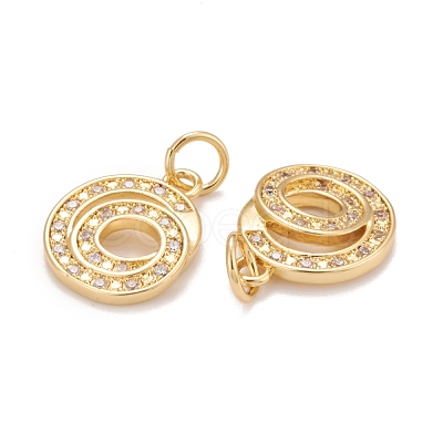 Rack Plating Eco-friendly Brass Micro Pave Clear Cubic Zirconia Charms KK-D072-01G-G-NR-1