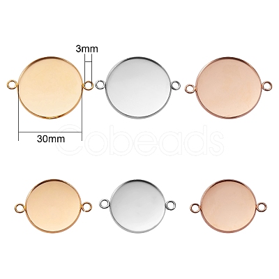 12Pcs 6 Style 304 Stainless Steel Cabochon Connector Settings STAS-SZ0001-42-1