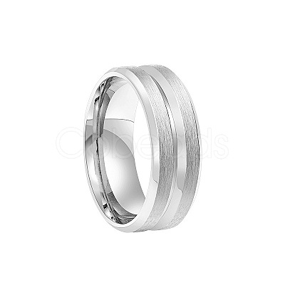 Grooved 201 Stainless Steel Finger Rings for Men WG2ADDA-05-1