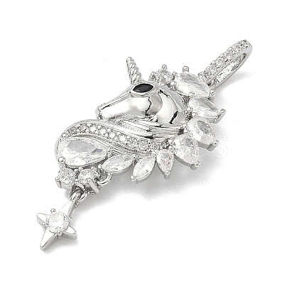 Brass Micro Pave Clear Cubic Zirconia Pendants KK-I476-13P-1