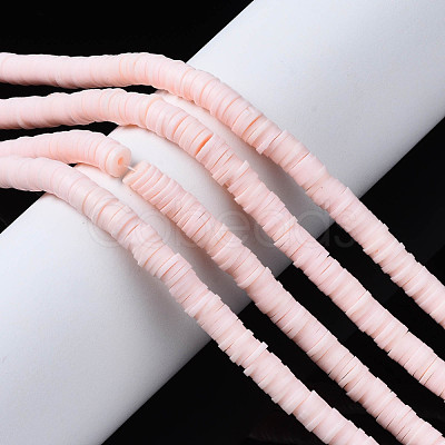 Flat Round Handmade Polymer Clay Beads CLAY-R067-8.0mm-27-1