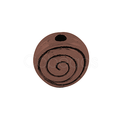 Tibetan Style Alloy Flat Round Carved Vortex Beads TIBEB-5437-R-FF-1