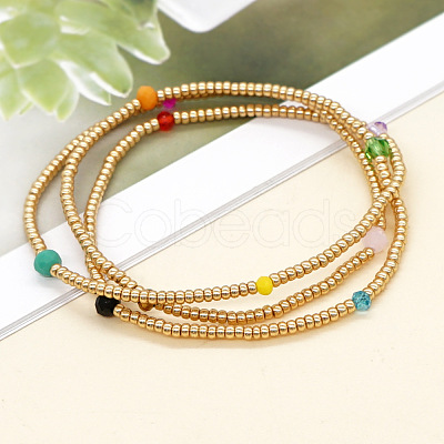 3Pcs 3 Styles Bohemian Glass Seed Beads Stretch Bracelet for Women LN2670-1-1
